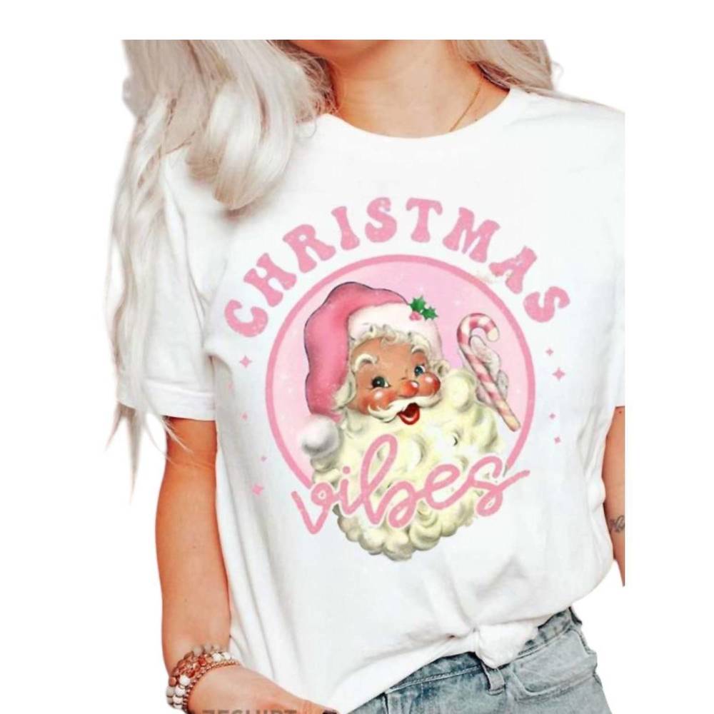 NEW DISTRESSED VINTAGE COUTURE vintage santa tee in white
